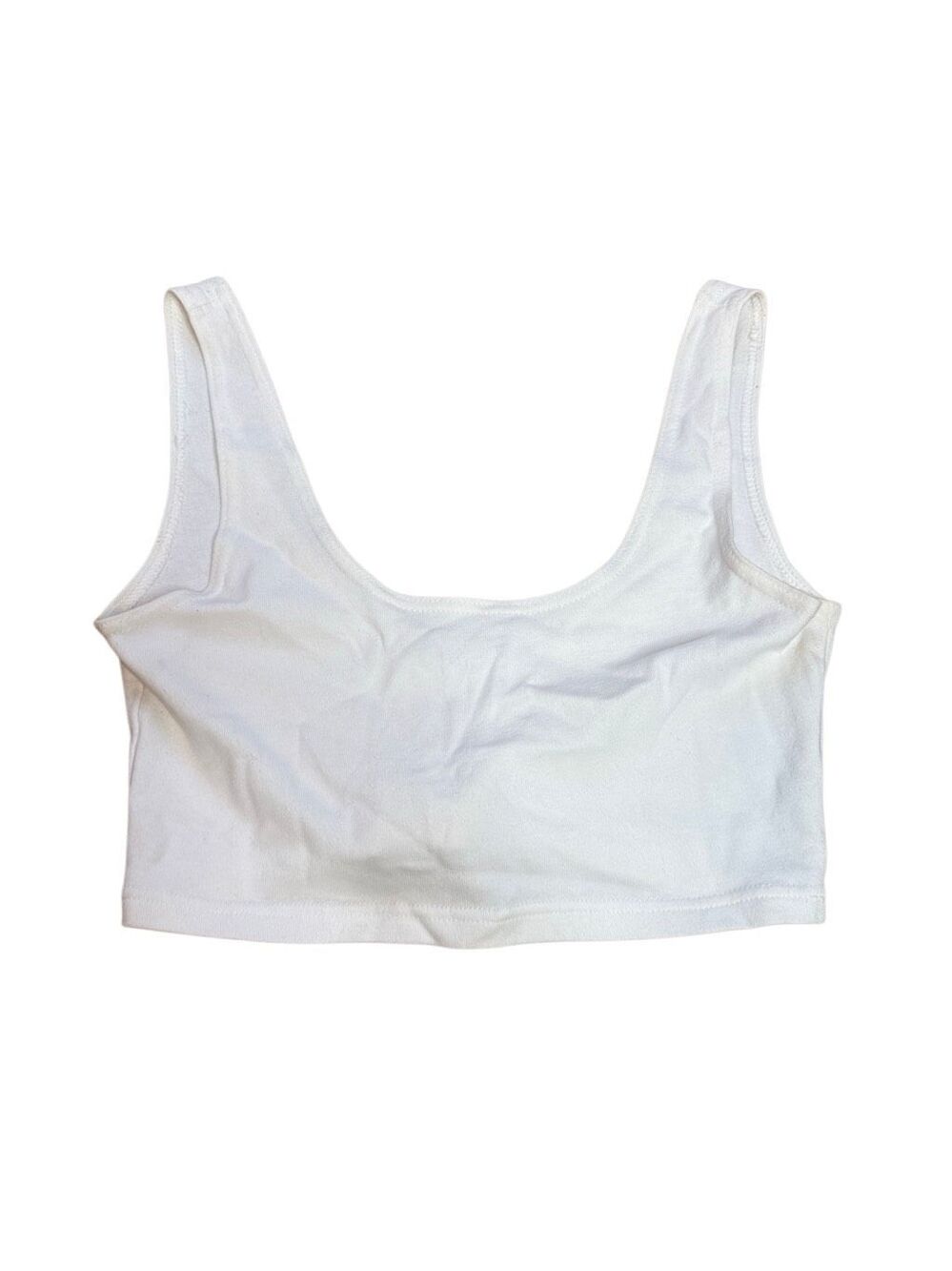 90s Vintage Express Cotton White Scoop Neck Crop Tank Small